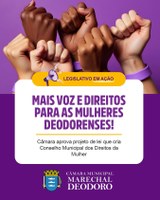 Câmara aprova criação do Conselho Municipal dos Direitos da Mulher