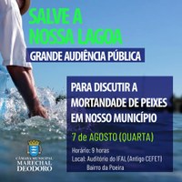  Câmara realizará Audiência Publica para debater sobre a Mortandade de peixes na Lagoa Manguaba