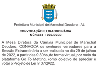 CONVOCAÇÃO EXTRAORDINÁRIA  Nº 008/2022