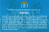  Edital - Lei de Diretrizes Orçamentárias – LDO e para a Avaliação das Ações de Saúde, ambas do 2º quadrimestre de 2022.